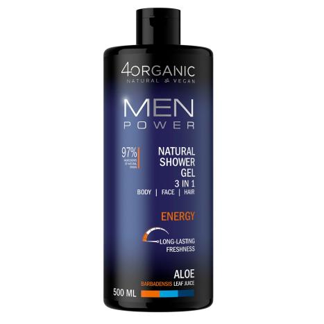 get_image 4ORGANIC_Men Power naturalny żel pod prysznic 3 w 1 Energy 500ml - obrazek 1