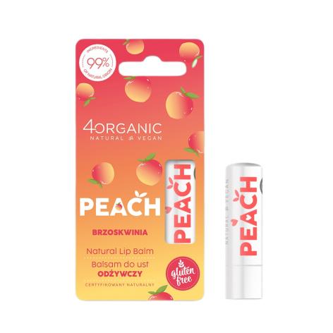 get_image 4ORGANIC_Natural Lip Balm naturalny odżywczy balsam do ust Peach 5g - obrazek 1
